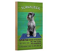 Plaque décorative en bois « Schnauzer » - Couleurs vives et motif de chien pour les amoureux des animaux - Idéal pour la décoration intérieure et extérieure - 12 cm x 18 cm