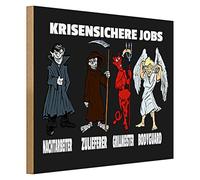 Plaque décorative en bois « Travaux anti-crise » avec figurines de bandes dessinées | Cadeau humoristique pour le bureau et la maison | 40 cm x 30 cm