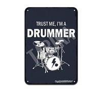 Plaque décorative en étain avec inscription Trust Me I'M A Drummer 20 x 30 cm - Aspect rétro - Décoration murale pour maison, cuisine, salle de bain, ferme, jardin, garage, citation inspirante