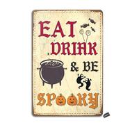 Plaque décorative en fer avec citations inspirantes « Eat Drink And Be Spooky Pumpkin Candy » - Style vintage - 20 x 30 cm - Décoration murale pour la maison, la cuisine, la salle de bain, la ferme