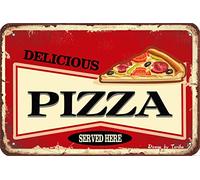 Plaque décorative en fer style vintage pizza 20,3 x 30,5 cm pour maison, cuisine, jardin, garage, magasin, stor