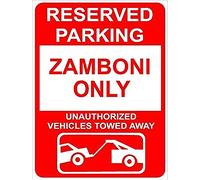 Plaque décorative en métal 20,3 x 30,5 cm en aluminium Zamboni Reserved Parking Only Nom de famille