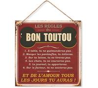Plaque Décorative en Métal 20x20 cm - Les Règles du Bon Toutou