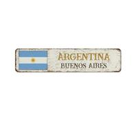 Plaque décorative en métal Argentina-buenos Aire - Décoration murale en aluminium pour porte, salle de bain, salle de bain, pays national, souvenir de campagne - Affiche d'art de route - Cadeau pour