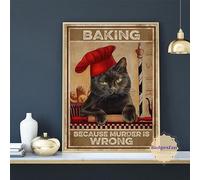 Plaque décorative en métal avec chat noir « Baker Baking Because Murder is Wrong Cats », 20,3 x 30,5 cm