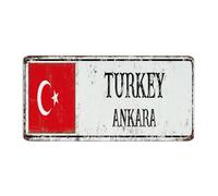 Plaque décorative en métal avec drapeau de la Turquie, décoration murale pour café, bar, entrée, restaurants, souvenir de pays national, affiche d'art routière, cadeau pour maison, 15,2 x 30,5 cm