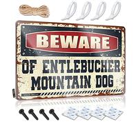 Plaque décorative en métal avec inscription « Beware of Entlebucher Mountain Dog » - Décoration et accessoires - Panneau de bière pour homme (30 x 40 cm)