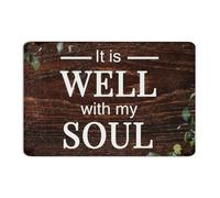 Plaque décorative en métal avec inscription « It Is Well with My Soul » - Style rétro - Décoration murale de jardin - Pour entrée, chambre à coucher, maison - 20,3 x 30,5 cm