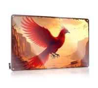 Plaque décorative en métal avec inscription « Phoenix Rising : A Fiery Desert Ascension » - 20 x 30 cm