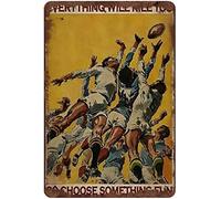Plaque décorative en métal avec inscription « Rugby Football Everything Will Kill You So Choose Something Funplate » - Pour bar, pub, club - Décoration murale vintage - 20,3 x 30,5 cm