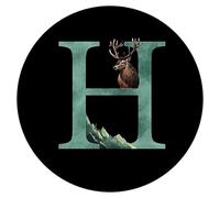 Plaque décorative en métal avec monogramme vert cerf de la forêt, lettre H, pour intérieur et extérieur, porte, cour, étanche, vintage, tanière en aluminium, pour salle à manger, cuisine, 30,5 x 30,5