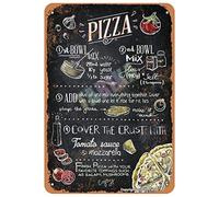 Plaque décorative en métal avec motif pizza - 20,3 x 30,5 cm - Pour la maison, la cuisine, la salle de bain, la ferme, le jardin, le garage - Décoration murale amusante