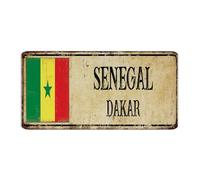 Plaque décorative en métal - Décoration murale du Sénégal Dakar - Décoration murale pour garage, homme, arrière-cour, pays national, souvenir de la route - Cadeau pour cour - 15,2 x 30,5 cm