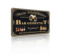 Plaque décorative en métal étain « Mon lieu de bien-être BAR » - Plaques pour la maison, le bar, Man Cave - Accessoire mural vintage - Décorations bière santé, cadeaux - 30,5 x 20,3 cm (25120)