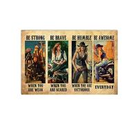 Plaque décorative en métal « Girl Motorcycle Be Strong Be Brave Be Humble Be Badass » - 20,3 x 30,5 cm
