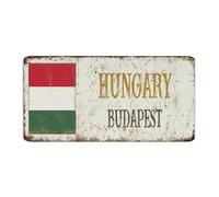 Plaque décorative en métal Hungary-Budapest '15,2 x 30,5 cm - Décoration pour homme - Plaque en métal pour homme - Souvenir de campagne nationale - Plaque en métal pour cabine