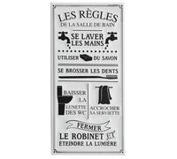 Sil Plaque décorative en métal Règles de la Salle de Bain 30x60 cm