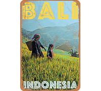 Plaque décorative en métal style vintage de Bali Indonésie - 20,3 x 30,5 cm - Pour la maison, la cuisine, la salle de bain, la ferme, le jardin, le garage - Citations inspirantes - Décoration murale