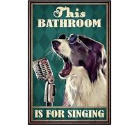 Plaque décorative en métal « This Bathroom is for Singing Dog Glasses » - 20,3 x 30,5 cm