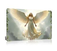 Plaque décorative en métal vintage ange dans une robe blanche avec ailes tendues s'envolant à travers Clou - Plaque de bar vintage amusante (30 x 40 cm)