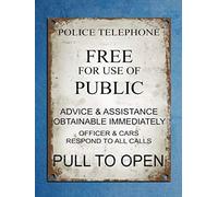 Plaque décorative en métal vintage avec cabine téléphonique de police Tardis Dr Who 20,3 x 30,5 cm