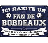 Plaque décorative en tôle résistante aux intempéries pour les fans de football, ici habite un fan de Bordeaux - Plaque murale, plaque de porte, plaque de portail, inscription amusante de football (20