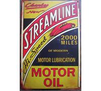 Plaque Décorative En Tôle "Streamline Motor Oil" - Publicité Vintage30x20