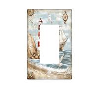 Plaque décorative esthétique pour interrupteur à bascule simple, phare vintage pour cuisine, salle de bain, décoration côtière des années 70
