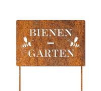 Plaque décorative ignifuge 123 - 30 x 20 cm - Piquet de jardin élégant en acier Corten robuste de 1 mm - Décoration de jardin de qualité supérieure - Plaque de jardin durable fabriquée à la main avec