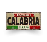 Plaque Décorative Italienne en Métal - Villes et Régions Célèbres d'Italie | Décoration Murale "Benvenuti A Italia" - Souvenir de Voyage pour Amateurs d'Italie (Calabria)