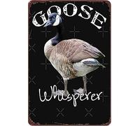 Plaque décorative légère en métal « L'Homme qui murmure à l'oreille des oies » pour amoureux des oies canadiennes et observateurs d'oiseaux. Décoration murale amusante pour bureau, bar, cuisine, gara
