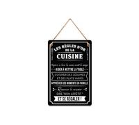 Plaque décorative - Les règles d'or de la cuisine - Métal - A suspendre - 20x30cm