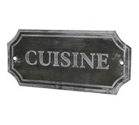 L'Héritier Du Temps Plaque Décorative Murale à Poser Ecriteau avec Inscription Cuisine en Fer Patiné Gris 1x7x15,5cm