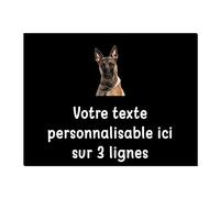 Plaque décorative Malinois en aluminium personnalisable 20x15cm ou 30x20cm Noir