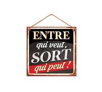 STC Plaque décorative métallique Entre qui veut, sort qui peut 20 cm Noir G