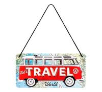 Plaque décorative métallique avec cordelette VW COMBI SPLIT TRAVEL - 10 x 20 cm