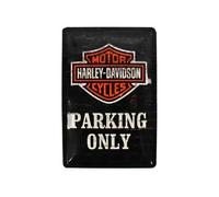 Plaque décorative métallique Harley Davidson Parking Only - 20 x 30 cm