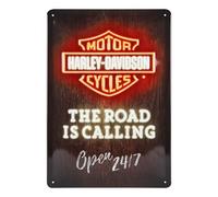 Plaque décorative métallique HARLEY DAVIDSON THE ROAD IS CALLING - 20 x 30 cm