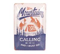 Plaque décorative métallique THE MOUNTAINS ARE CALLING - 30 x 20 cm
