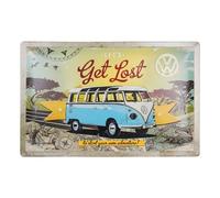 Plaque décorative métallique VW COMBI LET'S GET LOST - 40 x 60 cm