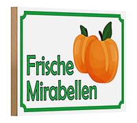 Plaque décorative « Mirabelle fraîche » | Idéal pour les cuisines et les marchés | Couleurs vives et design attrayant | 18 cm x 12 cm