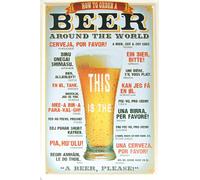 Plaque décorative murale en métal avec inscription « How to Order a Beer Around the World » - Style vintage - 20,3 x 30,5 cm