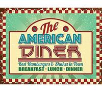 Plaque décorative murale rétro vintage American Diner pour maison, bar, pub, cuisine, restaurant, 20,3 x 30,5 cm