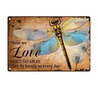 Plaque décorative murale vintage en métal avec libellule « Those We Love Don't Go Away » - 20,3 x 30,5 cm