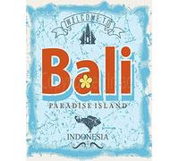 Plaque décorative Murale « Welcome to Bali » en étain - Style rétro - 20 x 30 cm - pour la Maison, la Cuisine, la Salle de Bain, la Ferme, Le Jardin, Le Garage - Citations inspirantes