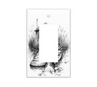 Plaque décorative noire pour interrupteur à bascule simple, bateau de lodge vintage pour décoration de chambre à coucher, salle de bain, plaque d'interrupteur de taille standard Cool Lake