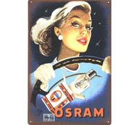 Plaque Décorative Pin Up Ampoule Osram 30x20cm Tole