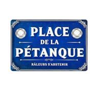 Plaque Décorative Place de la Pétanque, Style Vintage, 20 x 30 cm, Bleu