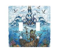 Plaque décorative pour interrupteur 2 interrupteurs à double bascule, trésor de l'océan d'été pour chambre, phare cool