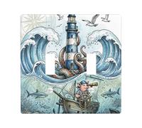 Plaque décorative pour interrupteur 2 interrupteurs à double bascule, trésor de l'océan d'été pour chambre, phare cool